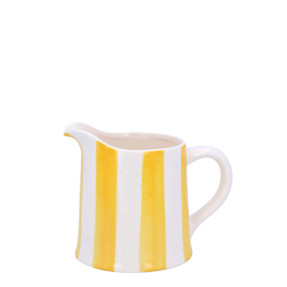 Gisela Graham Stoneware Creamer Jug Yellow Stripe
